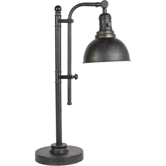 Rustic Desk Lamp Black Adjustable, Industrial Style Metal Task Lamp - Picture 1 of 7